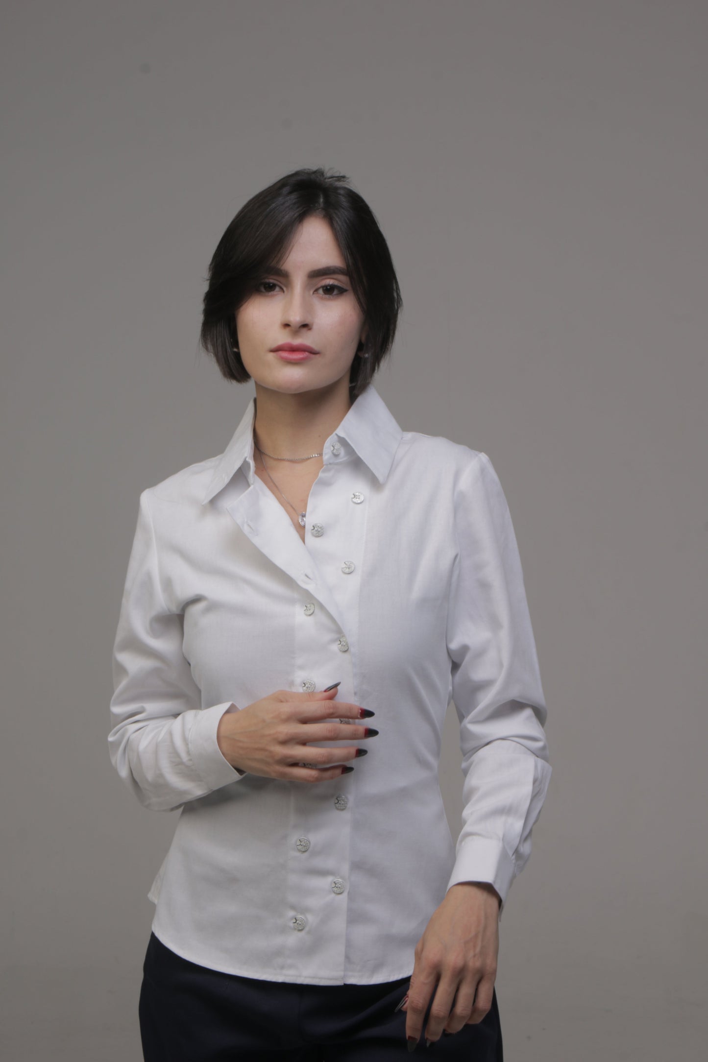 Camisa Casual Sartoria Feminina Branca Manga Longa