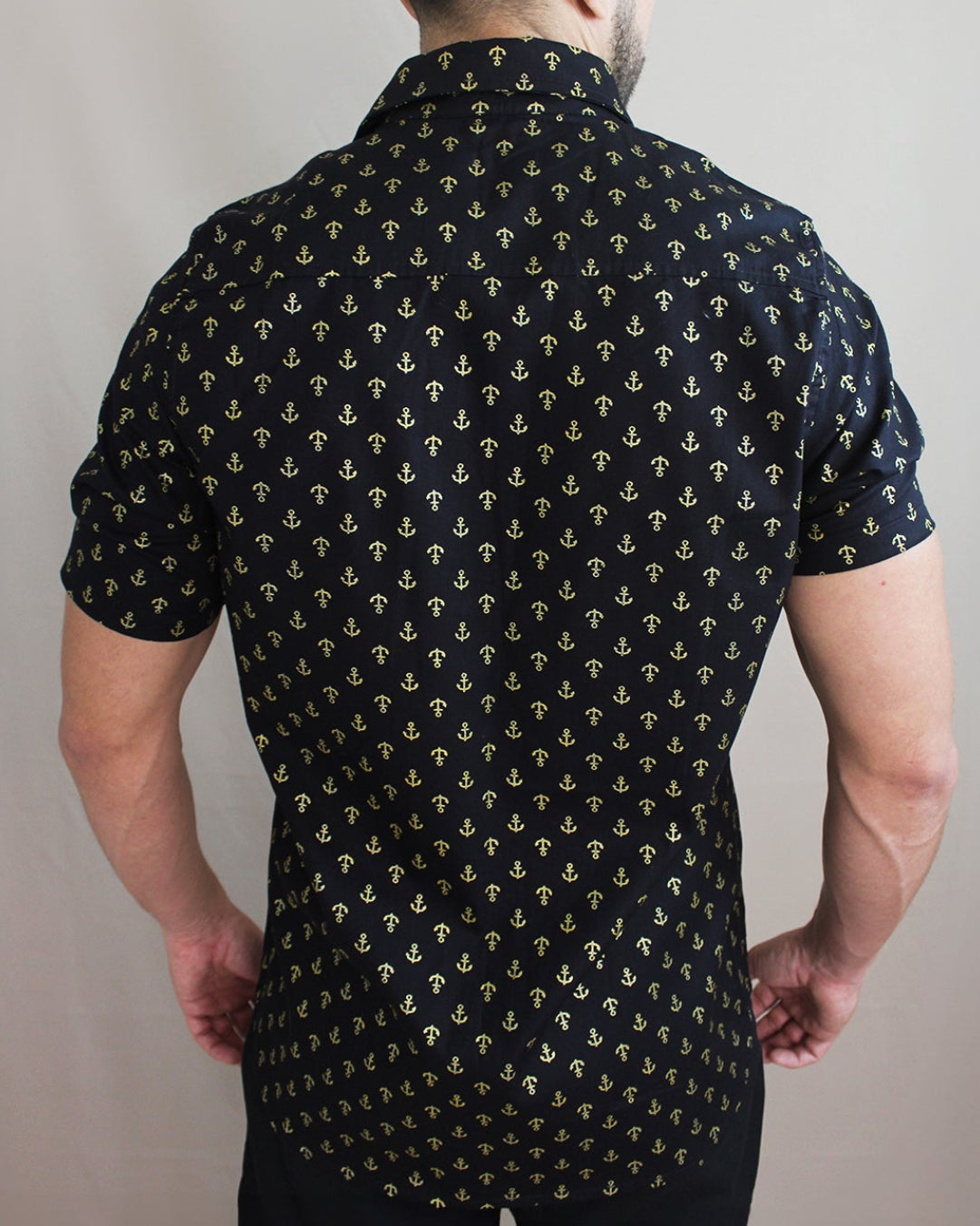 Camisa Casual Sartoria Masculina Ancoras Manga Curta