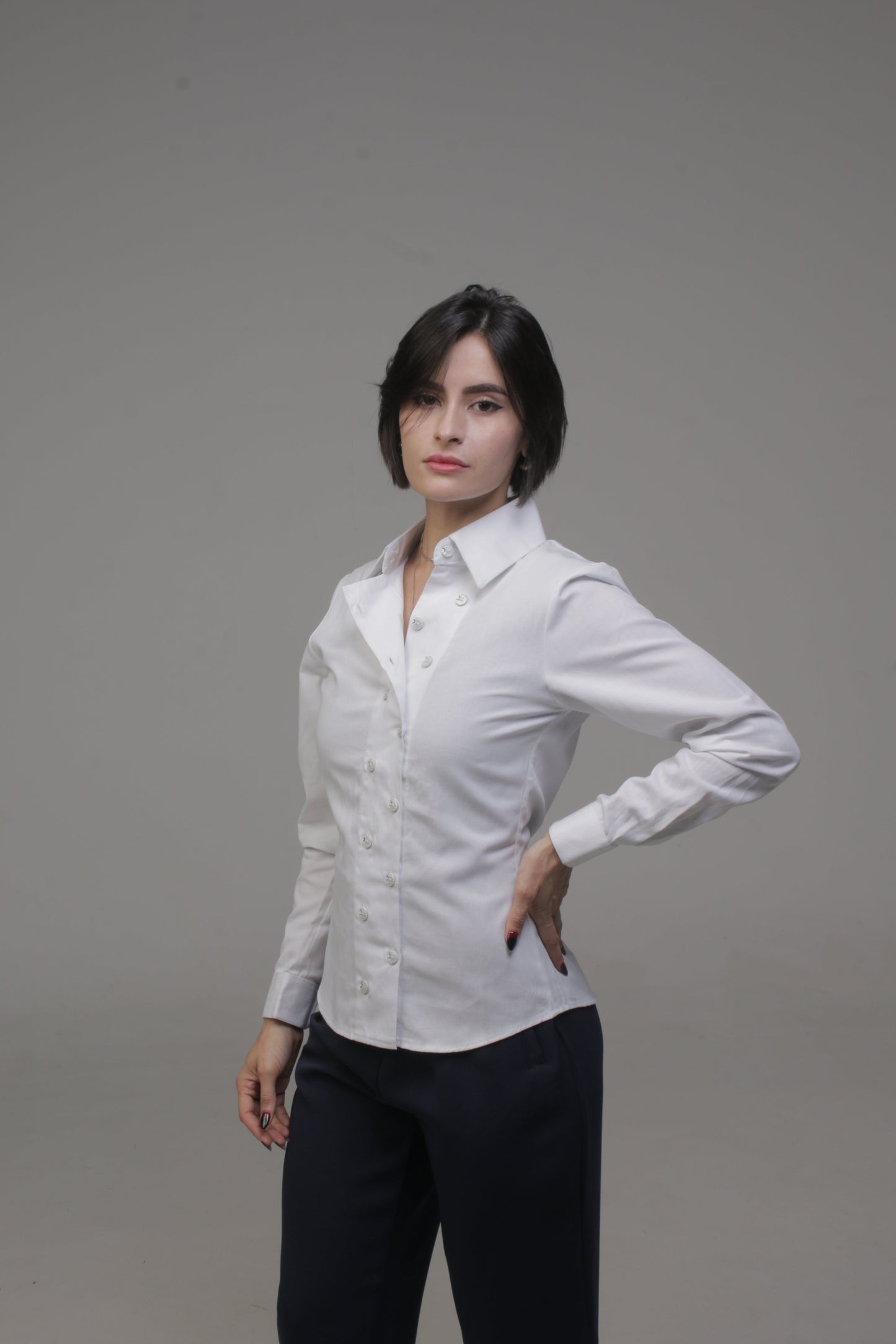 Camisa Casual Sartoria Feminina Branca Manga Longa
