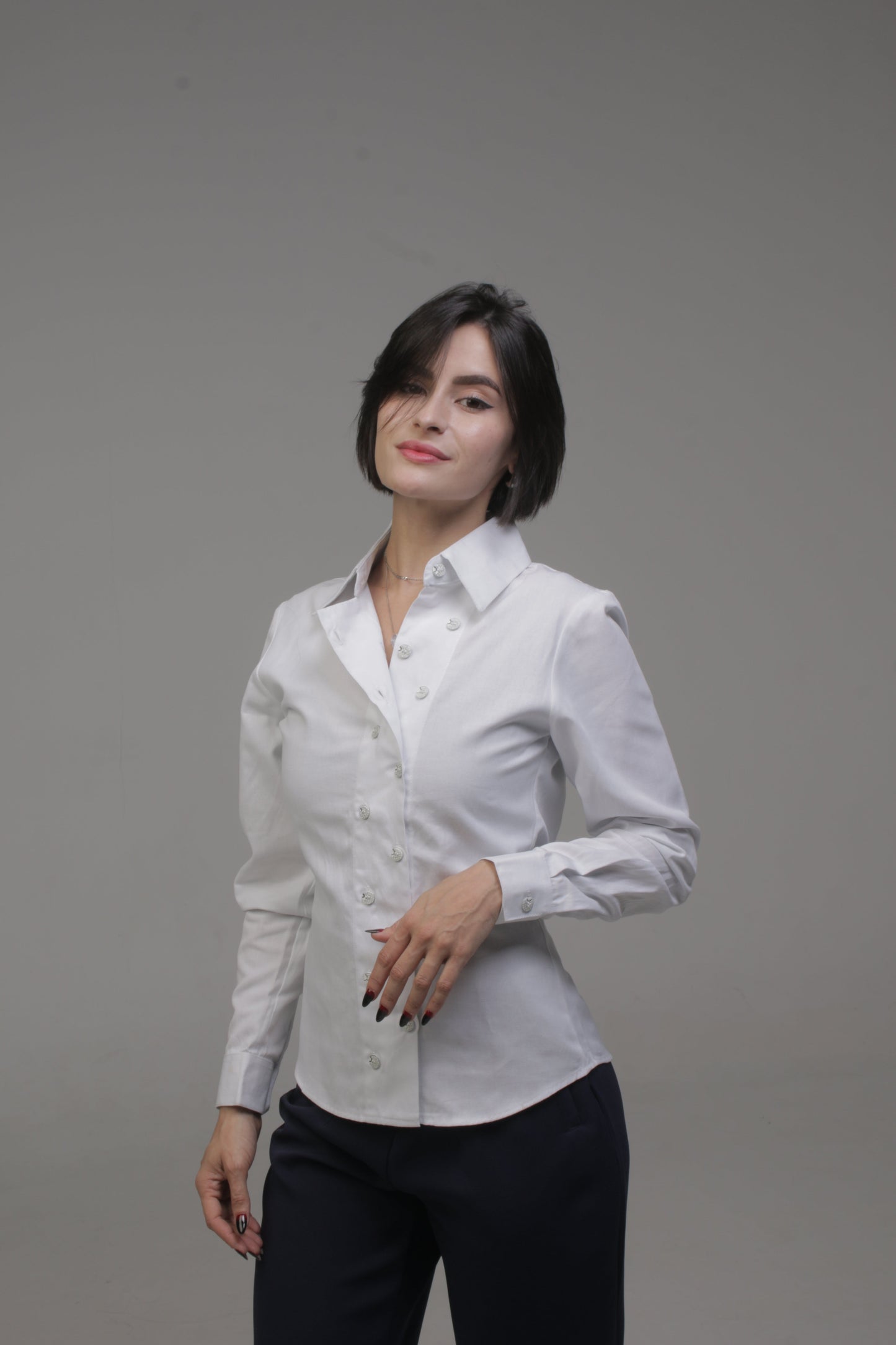 Camisa Casual Sartoria Feminina Branca Manga Longa