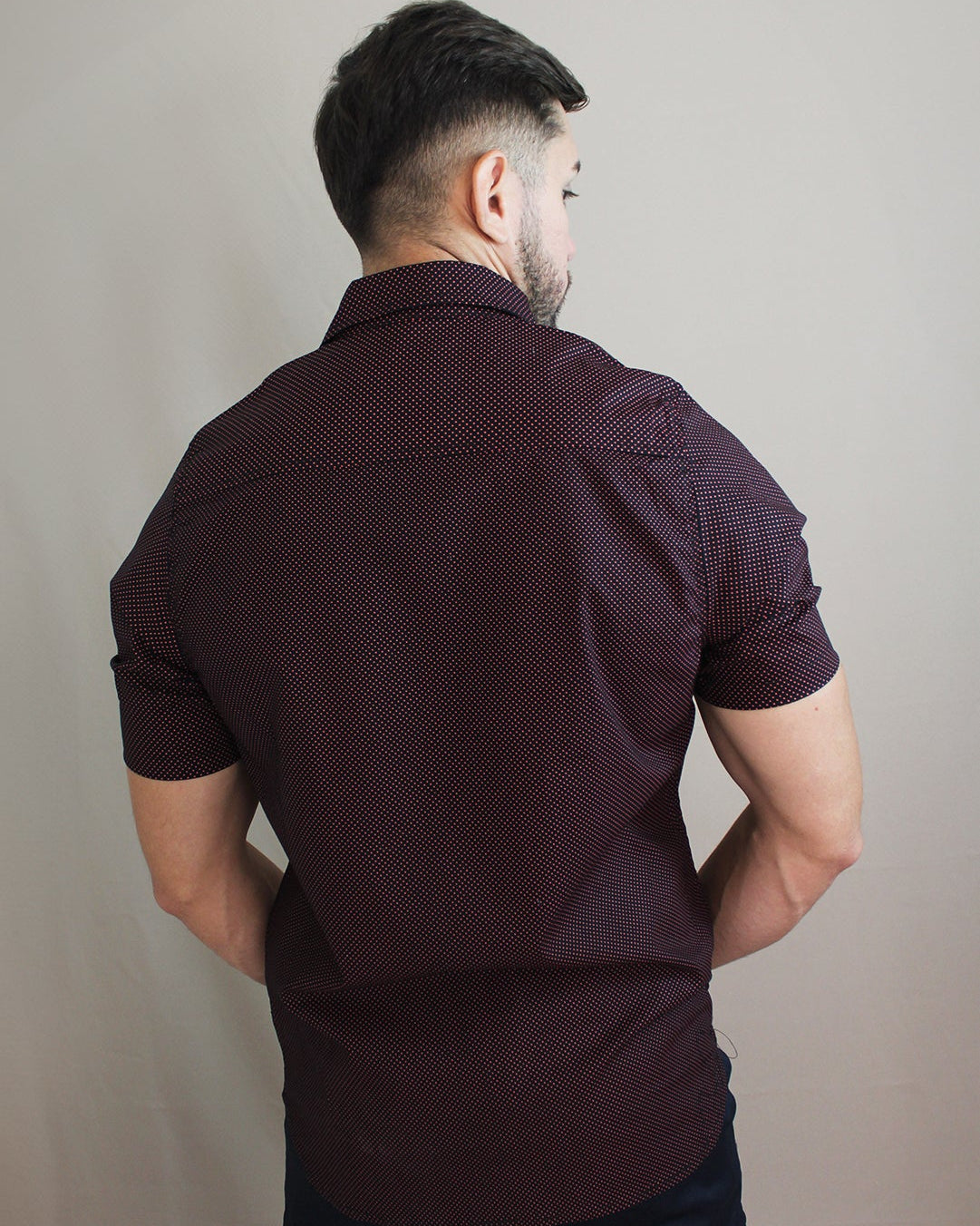 Camisa Casual Sartoria Masculina Bolinhas Manga Curta