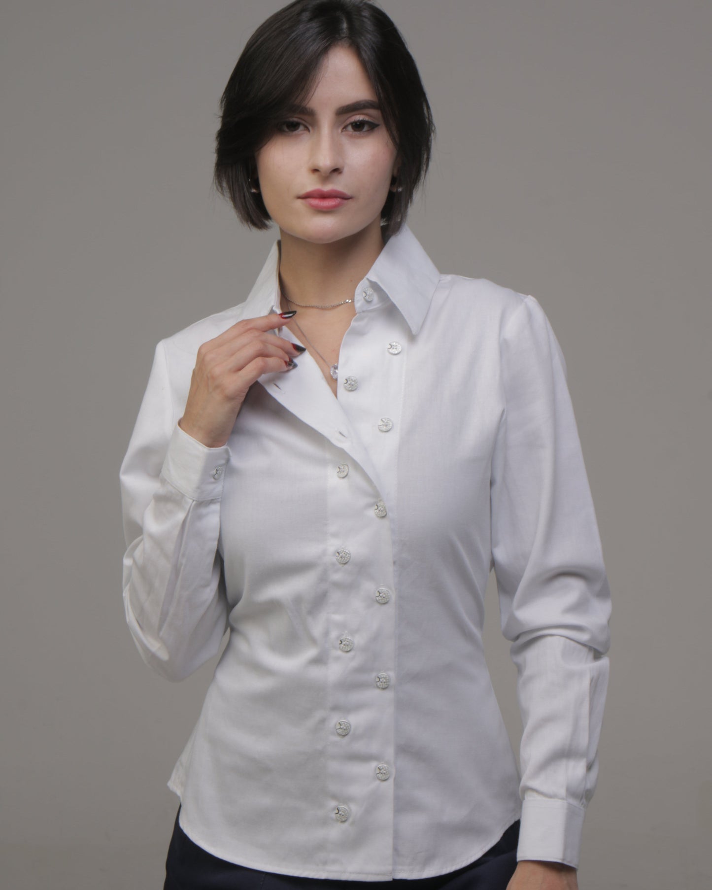 Camisa Casual Sartoria Feminina Branca Manga Longa