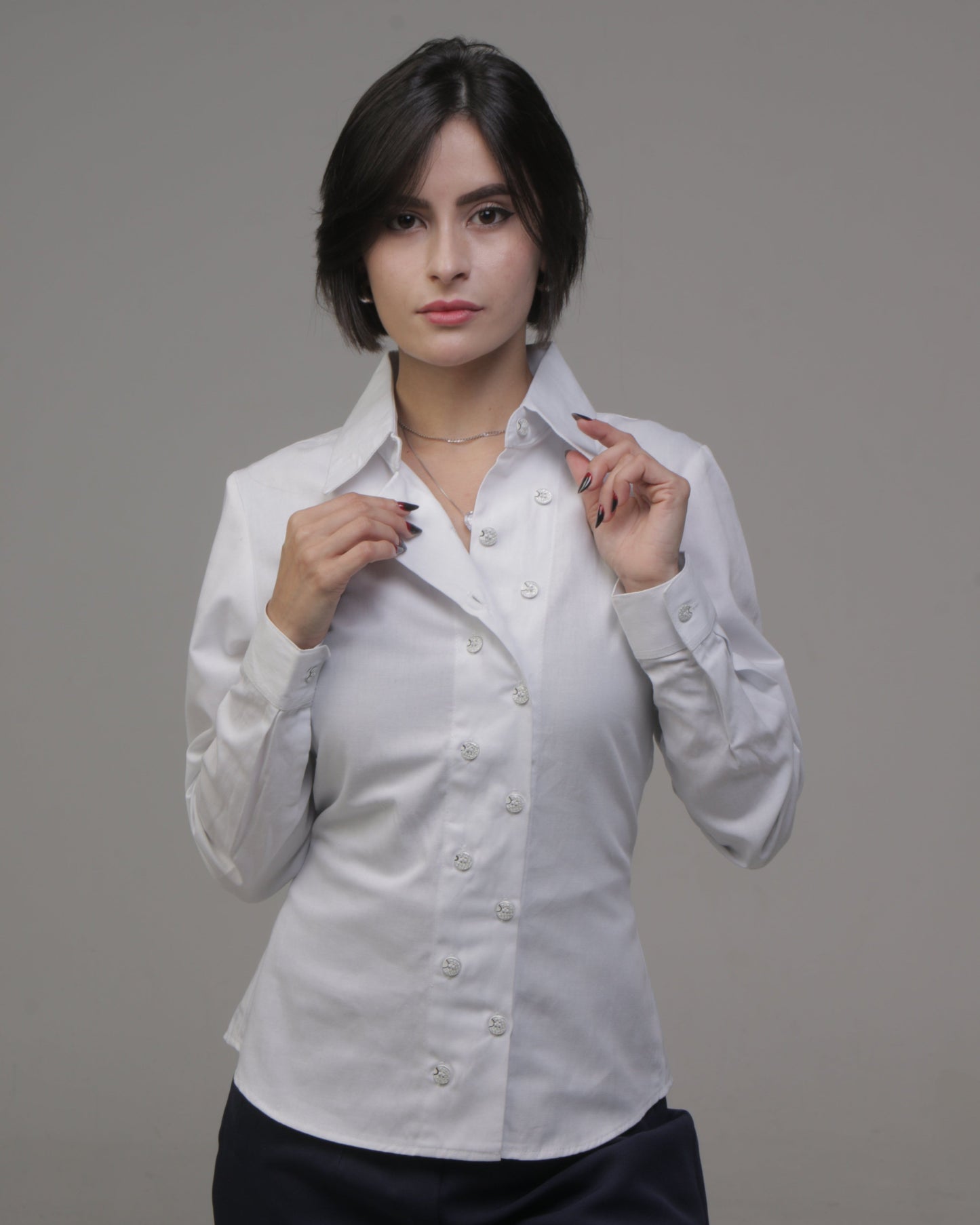 Camisa Casual Sartoria Feminina Branca Manga Longa